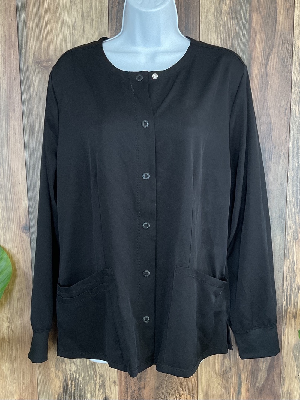 healing hands HH Works Full Button-Front Long Sleeve Scrub Jacket L     152B